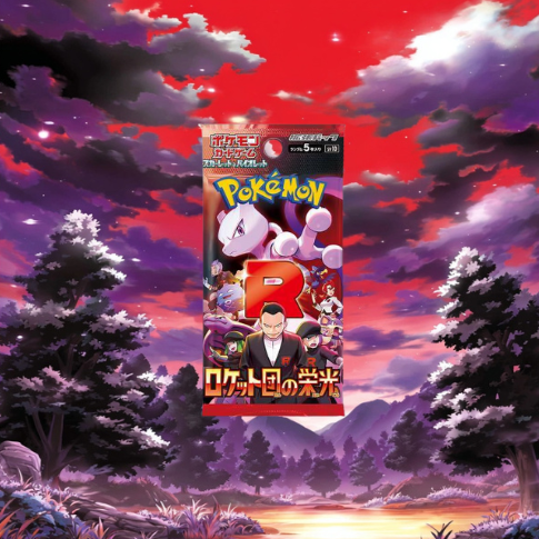 Pokémon TCG Glory of Team Rocket sv10 Japanese Booster Box.
Sealed display with 30 packs and dark Team Rocket-themed artwork featuring Trainers and Pokémon